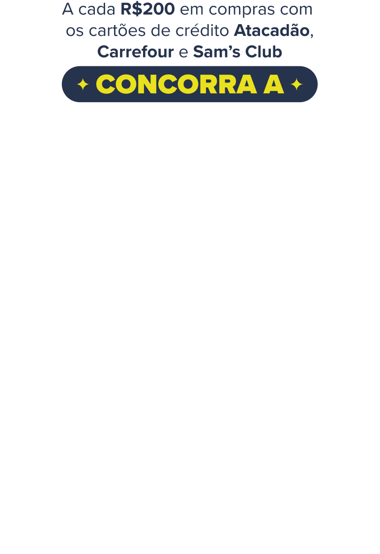 A cada R$ 200 em compras concorra